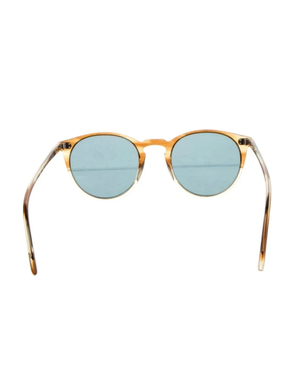 Oliver Peoples Round Tortoiseshell Sunglasses with Blue Lenses